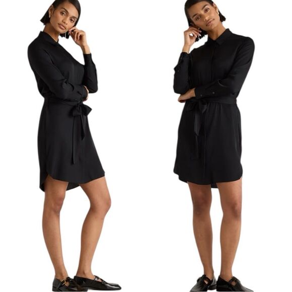 Quince Washable Stretch Silk Shirt Dress Size Small - Picture 1 of 6